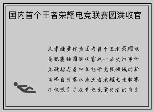 国内首个王者荣耀电竞联赛圆满收官 国内首个王者荣耀电竞联赛圆满收官